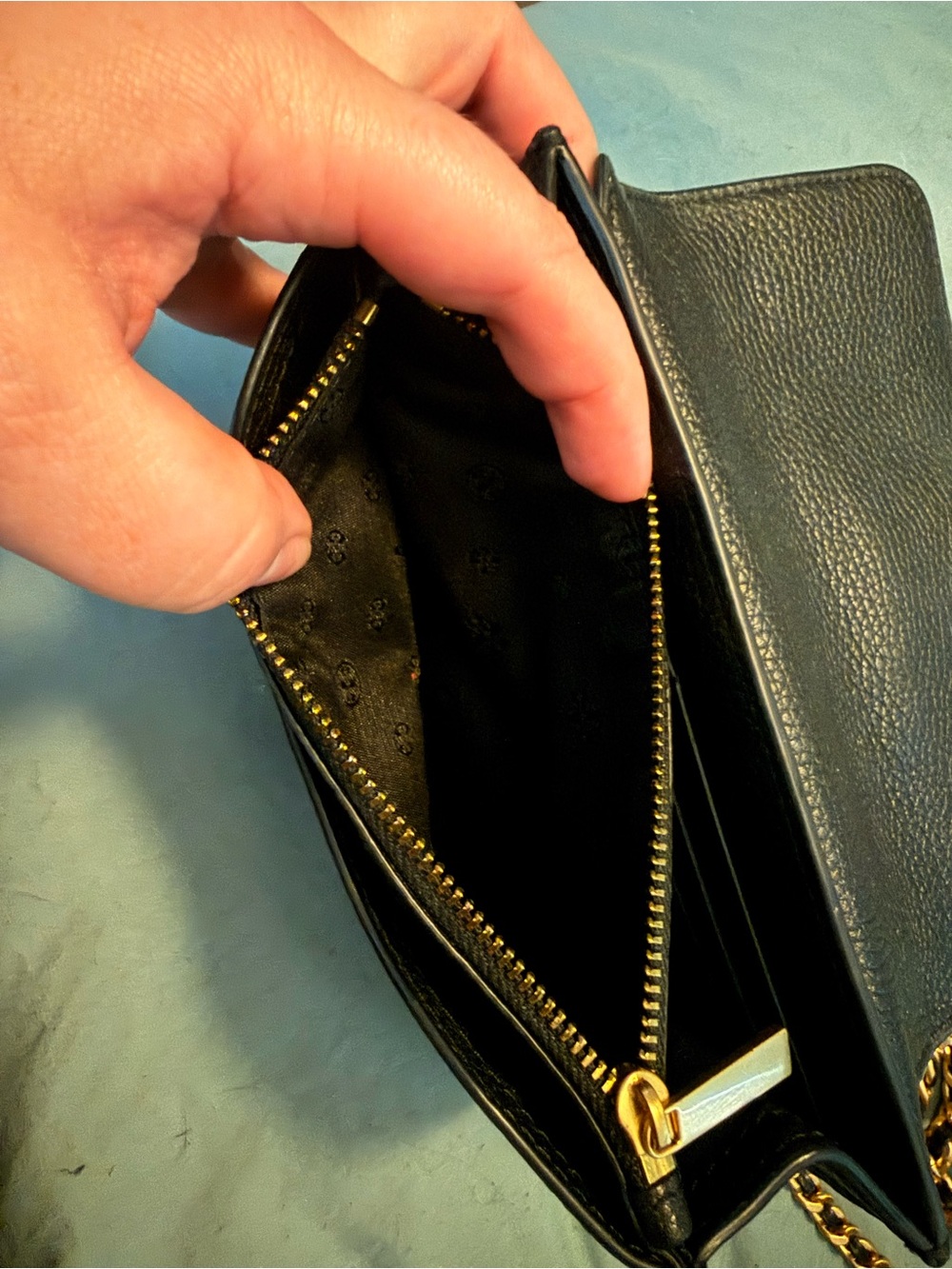 Tory Burch Black Leather Crossbody with Gold Logo and Chain - Picture 8 of 11
